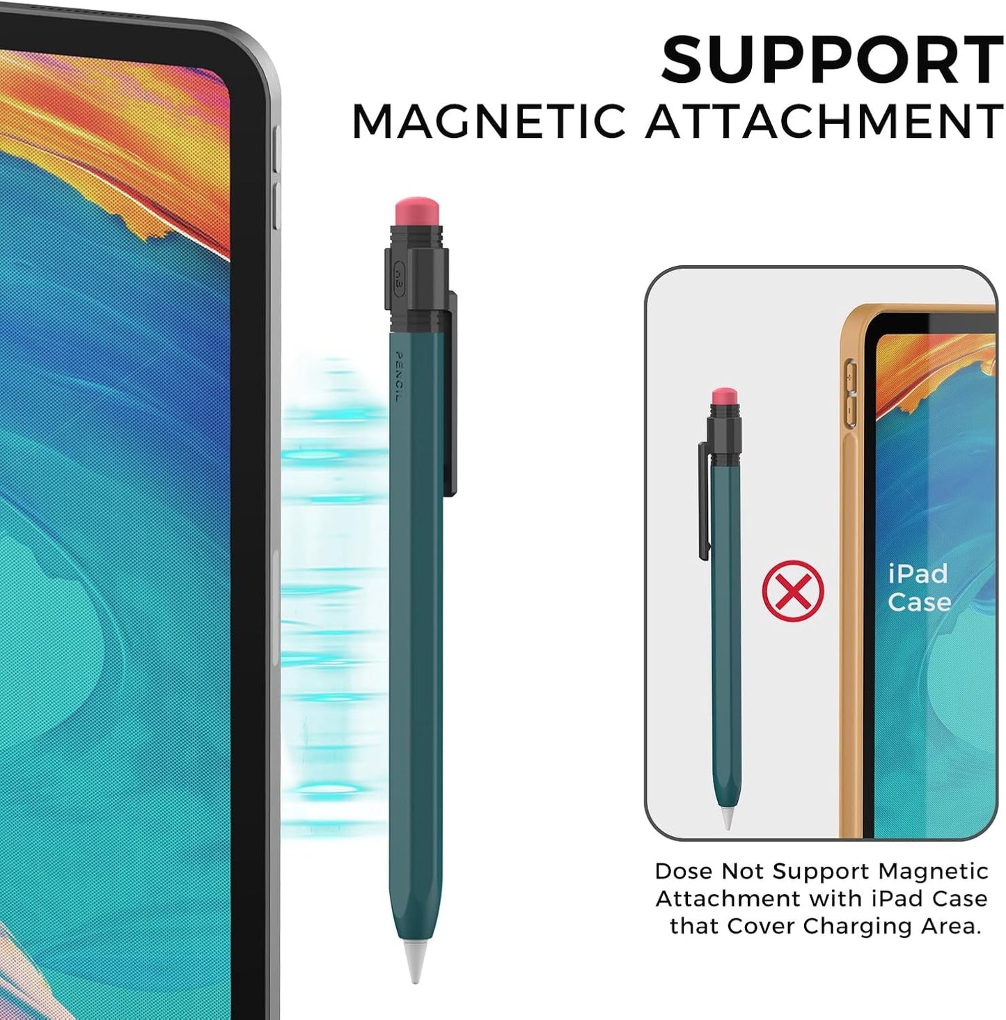 TRONWIN Apple Pencil USB C Case,Silicone Sleeve Protective Cover Perfect Grip Skin Classic Design with Sturdy Clip Compatible with Apple Pencil USB-c for ipad pro (Deep Grey)