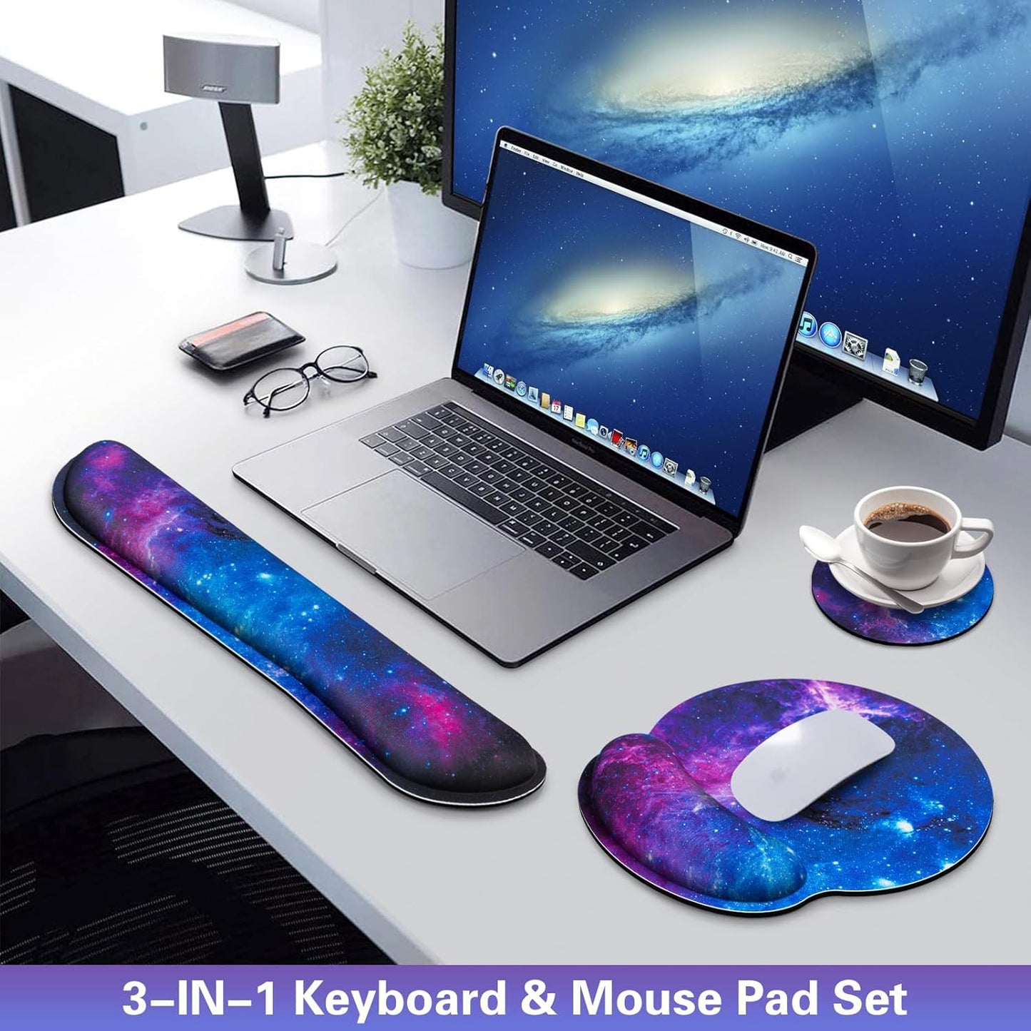 Ergonomic Keyboard Wrist Rest, Mouse Pad with Wrist Rest Anime, Cat Gaming Mousepad with Wrist Support, Memory Foam Wrist Rest Set for Computer Keyboard, Funny Cute Office Desk Accessories