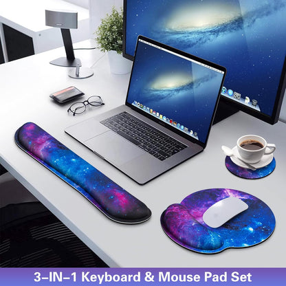 Ergonomic Keyboard Wrist Rest, Mouse Pad with Wrist Rest Anime, Cat Gaming Mousepad with Wrist Support, Memory Foam Wrist Rest Set for Computer Keyboard, Funny Cute Office Desk Accessories