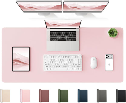 YSAGi 35.4" x 17" Large PU Leather Desk Mat for Keyboard and Mouse - Waterproof Non-Slip Desk Pad Protector for Office, Home, Writing Desk, Black