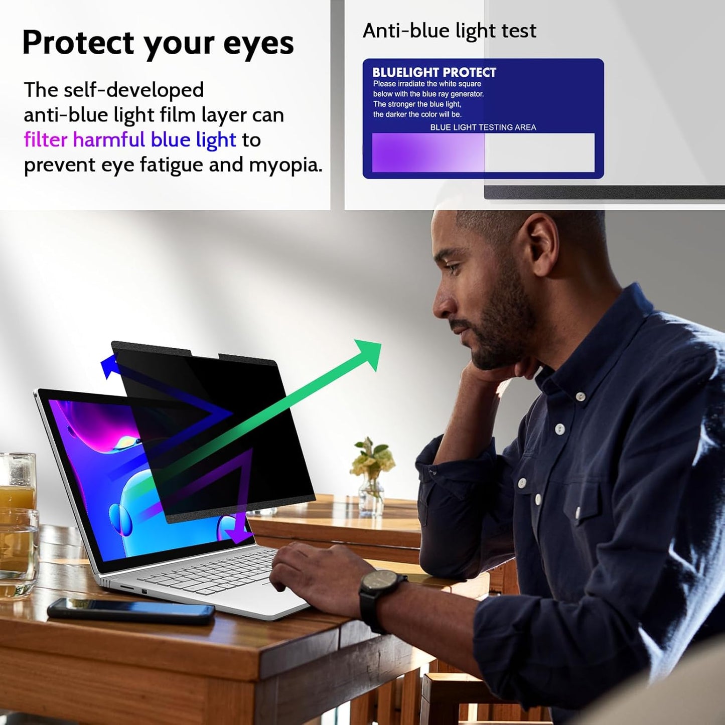 Peslv Magnetic Privacy Screen for Surface Laptop 6/5/4/3/2/1 13.5 Inch, Removable Anti Blue Light Glare Filter, Black Security Private Apy Block Protector