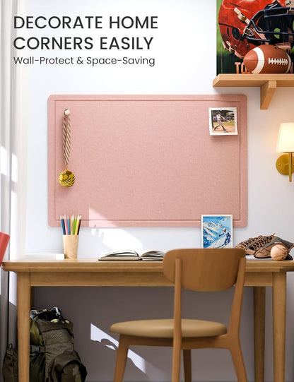 Fluxynara Bulletin Board, 23.6" x 17.5" Cork Board Alternative with 12 Safe Removable Adhesive Tabs, Foldable Felt Pin Board for Home Office, Classroom, Bedroom,Entryway for Walls—Sage