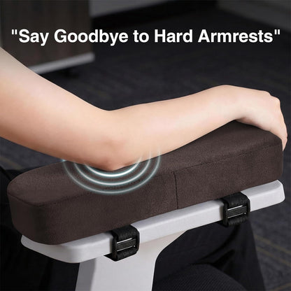Smiry Ergonomic Office Chair Armrest Pads, Memory Foam Arm Rest Covers, Non-Slip Armrest Cushion with Adjustable Buckles and Straps, Elbow Relief for Desk, Gaming & Wheelchair (Black, Set of 2)