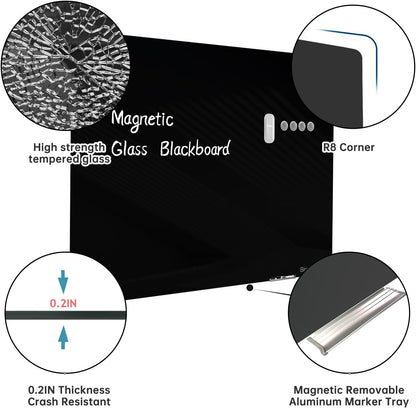 Magnetic Glass Whiteboard - Glass Dry Erase Board 48"x36" Large Frameless Board for Walls Office School and Home
