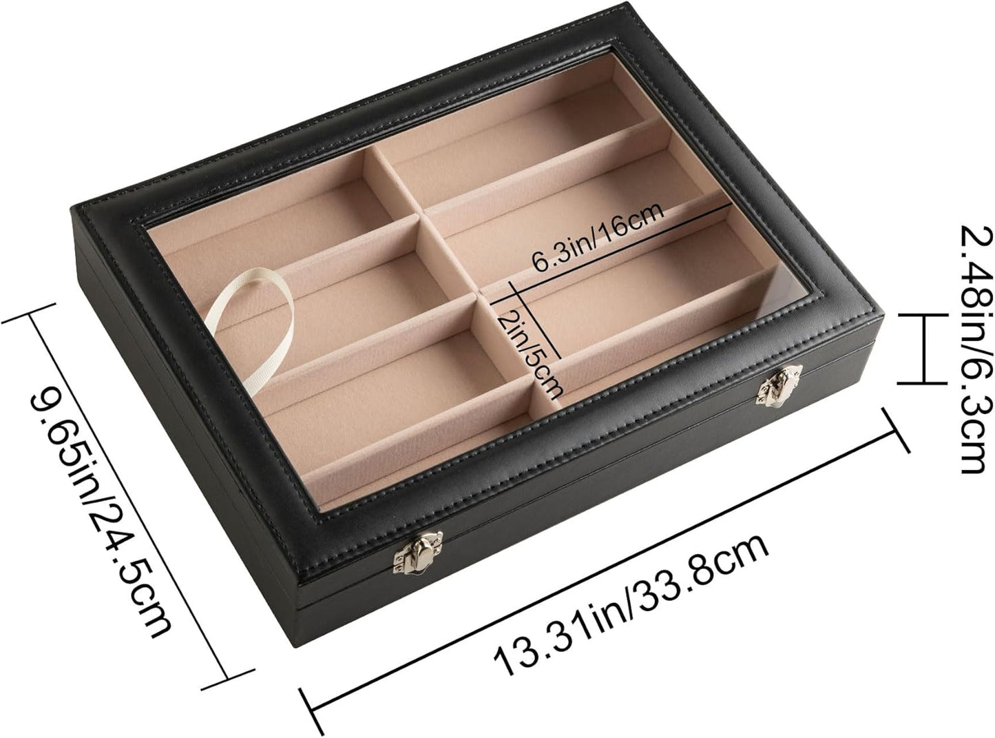 Frebeauty Sunglass Organizer,PU Leather Glasses Organizer,8-Slot Sunglasses Tray,Men's/Women's Sunglasses Box,Sunglass Case,13.3 x 9.6 x 1.5 Inches,Eyeglass/Eyewear Display Tray(Grey)