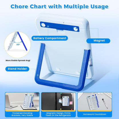 Chore Chart for Kids, Checklist Planning Board with Sliders, 19 Personalizable Sheets and Magnetic Marker, ADHD Tools for Kids to Do List Routine Chart Visual Schedule Board with Stand