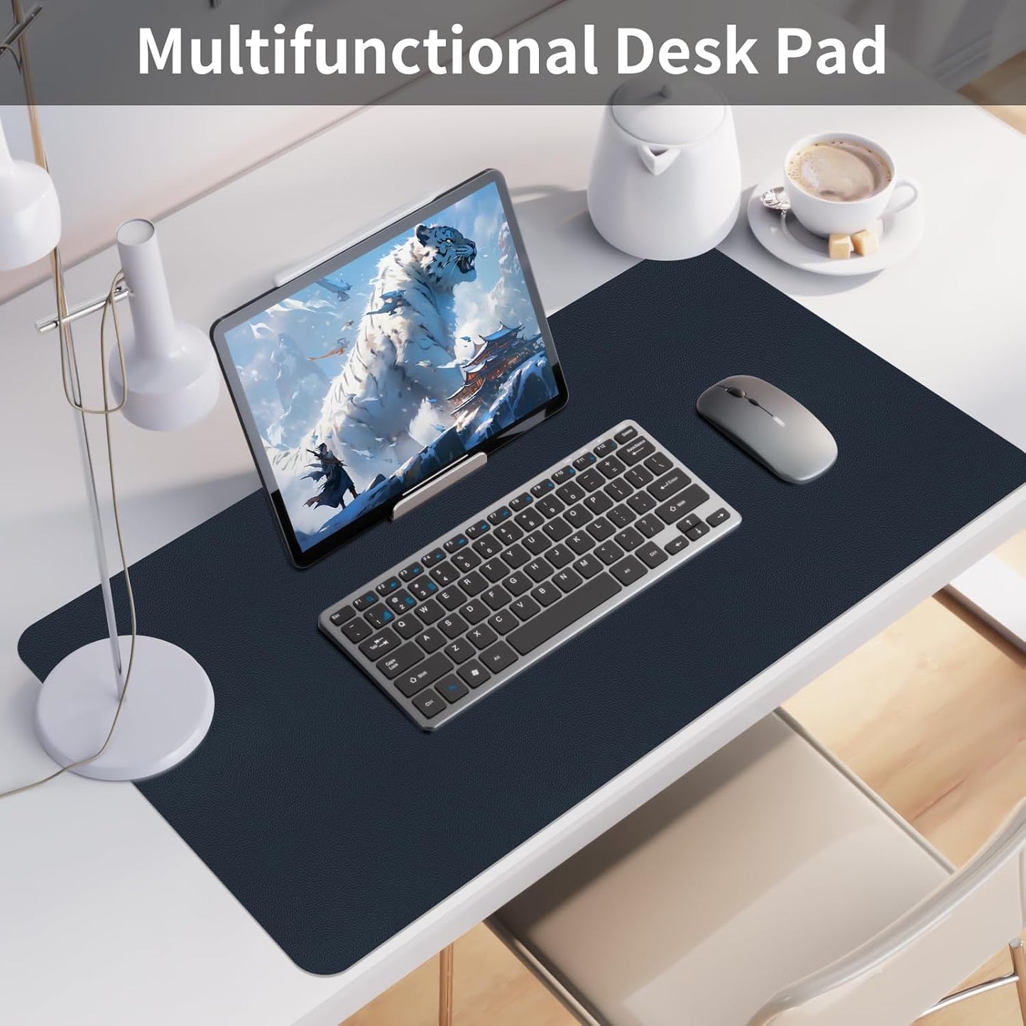 Bloss Leather Desk Pad and Keyboard Wrist Rest, Large Mouse Pad + Keyboard Pad+Mouse Wrist Support, Non-Slip Desk Mat Protector for Office, Home(31.5×15.7 Inches,Beige) - Colors A