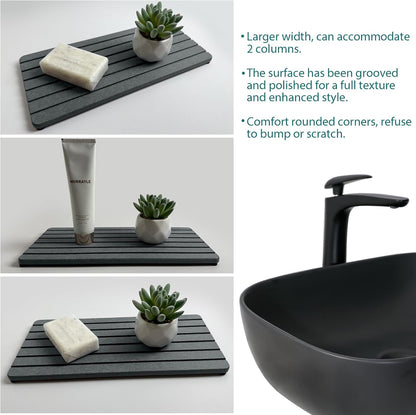 NiuYichee 2 PCS Water Absorbent diatomite Coasters, 8.3" x 4" Water Absorbing Stone Tray for Sink, Stone Drying mat for Kitchen Counter, Stone soap Tray Used for Hand Soaps & toiletries & Plants