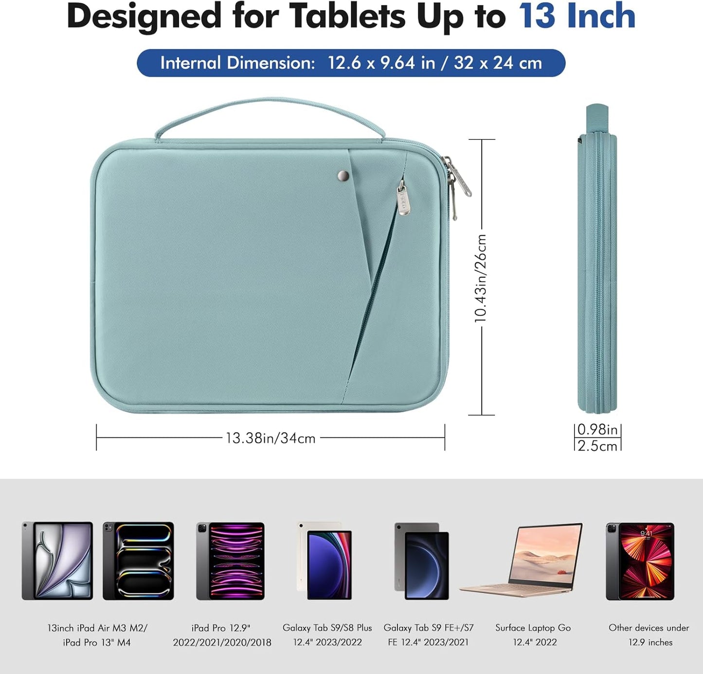 MoKo 9-11 Inch Tablet Sleeve Carrying Case with Handle, Padded Protective Travel Bag for New 11-inch iPad Air 4 2026/Pro M5/ A16, iPad 10th/Air 5/4th 10.9, i-Pad 9/8th 10.2,Tab S9/S8 11, Black