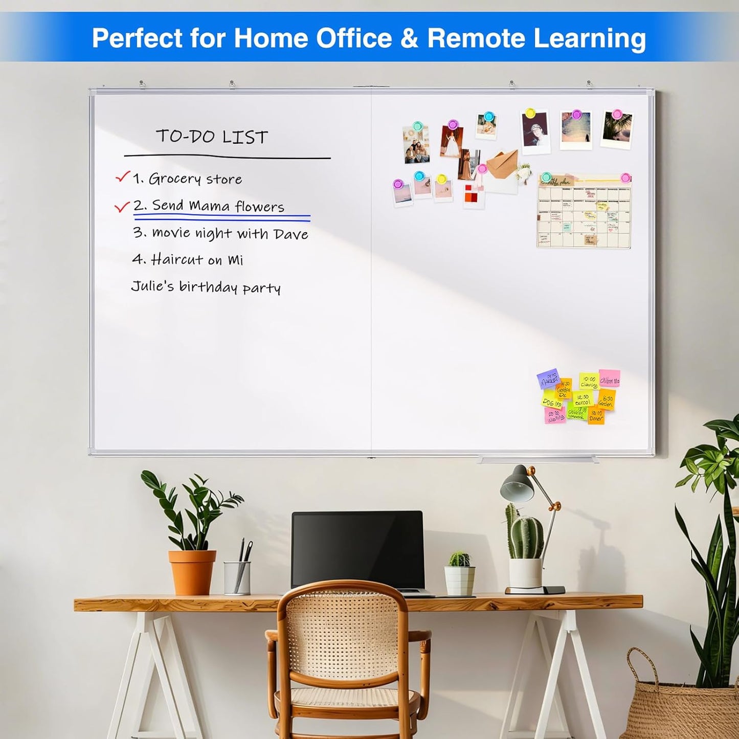 Magnetic White Board Dry Erase Board for Wall，72" x 40" Wall-Mounted Aluminum Frame Marker Board, Foldable Portable Whiteboard with a Long Pen Tray for School, Classroom, Office & Home