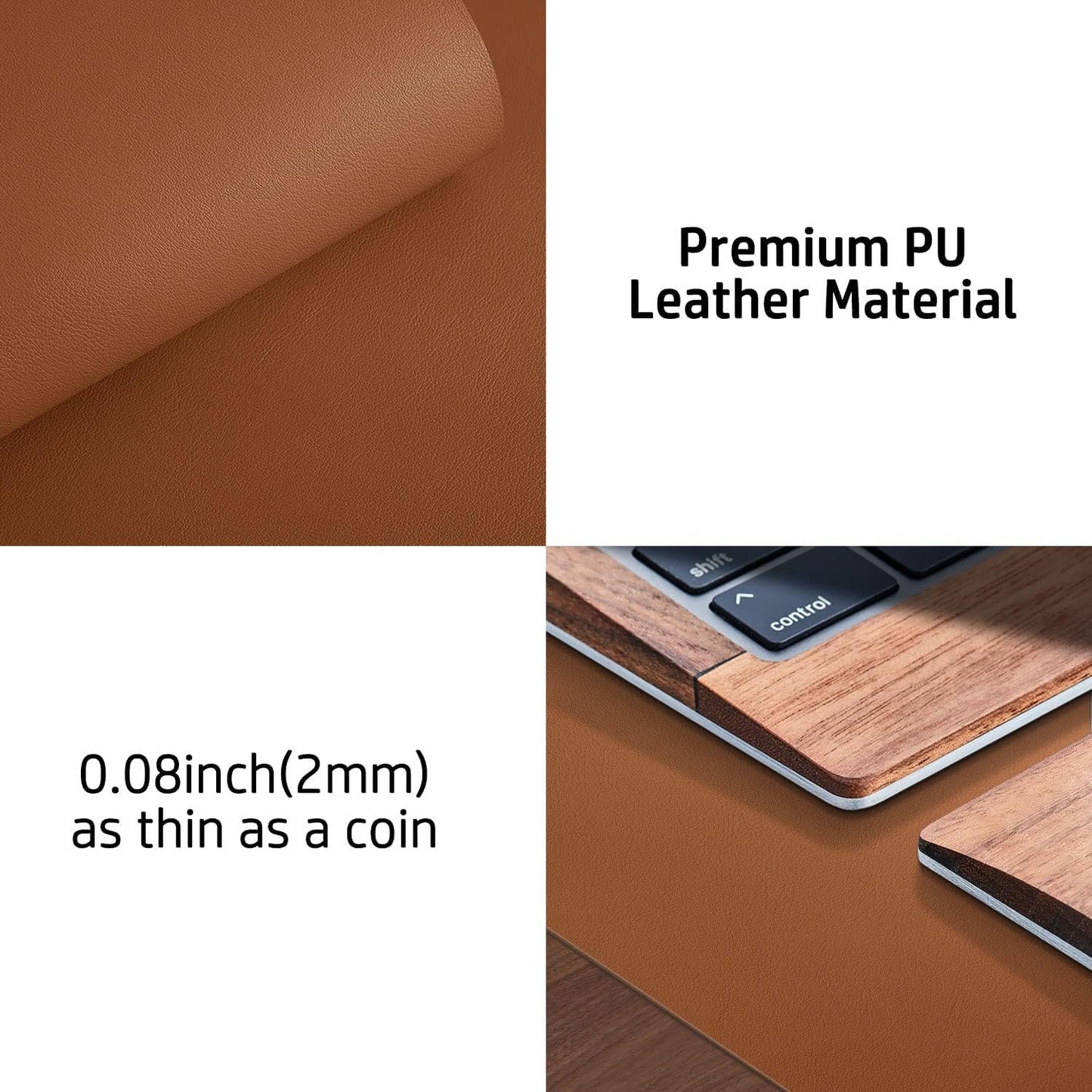 Aothia Non-Slip Waterproof PU Leather Desk Pad Protector for Mouse, Writing Desk, Office, Home, Laptop Blotter, 23.6" x 13.7", Black - Colors B