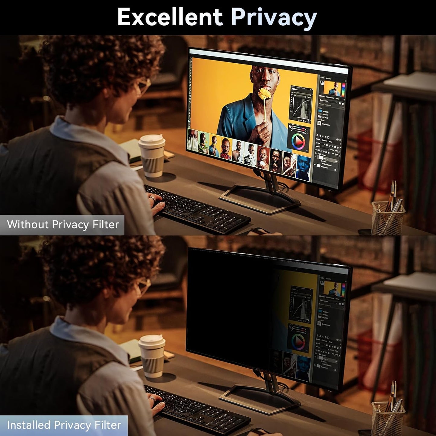 Laptop Privacy Screen 14 Inch Compatible with HP/Dell/Acer/Samsung/Asus/Lenovo/Toshiba,16:10 Aspect Removable Anti Glare Blue Light Filter Protector, 14 in Laptop Privacy Screen Shield