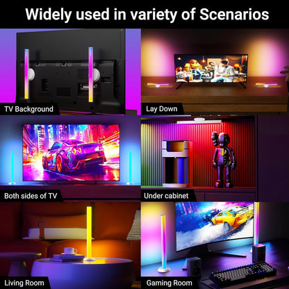 TJOY Smart Light Bars, Gaming Lights for Desk, 14 Inches, RGB Light Bar, TV Backlight with Music Sync and Scene, 60 Lumens, Mood Lighting for PC, Game, RGB Desk Lighting(Black)