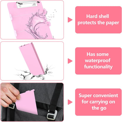 Nursing Clipboard Foldable-4 Layers Aluminum Nurse Foldable Clipboard Nursing Medical Edition Cheat Sheets, Pocket Size Pen Clip for Nurses Students School and Doctors-Pink