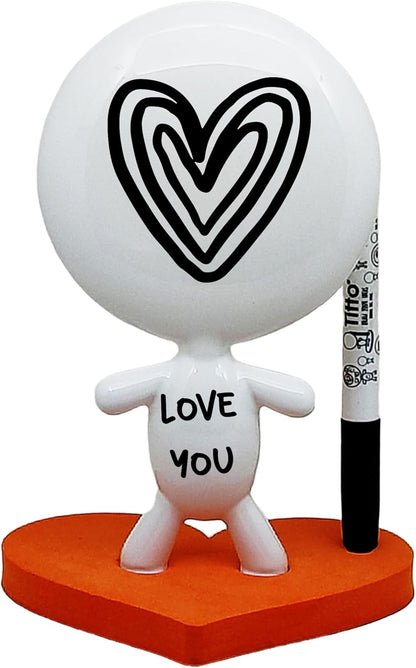 Dry Erase Board - TITTO in Love, Draw Your Ideas - Ceramic Doll - Black Office Design Desk - Coworkers Office Home Gift (Black)