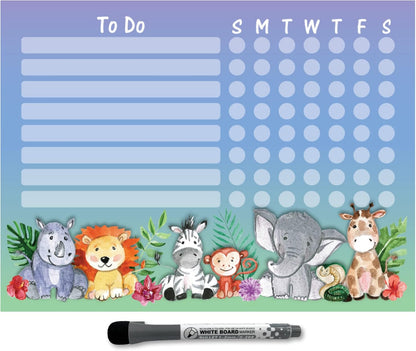 Dry Erase Whiteboard Task & Habit Tracker | Removable and Restickable Adhesive Decal | Fine-Tip Magnetic Marker Included | 9” x 12”