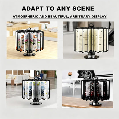 Rotating Desk Flip File Holder, 20 Panels Desktop Reference Organizer, 40 Sheet Capacity, 360° Swivel Base, A4 Catalog Display Rack for Office, Laboratory & Restaurant(4 PCS)