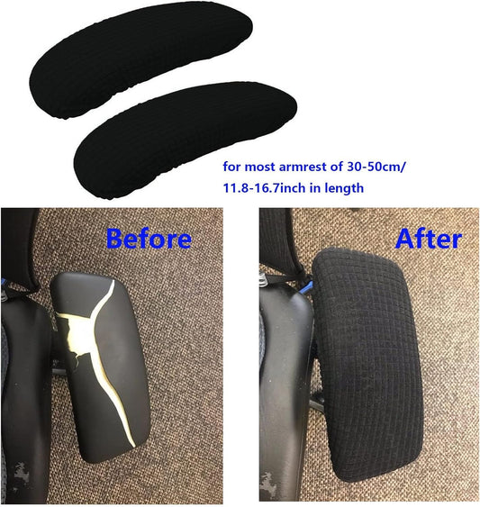 Office Chair Arm Covers,Office Chair Arm Rest Cover Gaming Chair Armrest Covers Office Removable Arm Rest Covering Elastic Chair Armrest Cover (Black, 2Pcs/Set (10-13) x (2-4) x 1.9 inches)