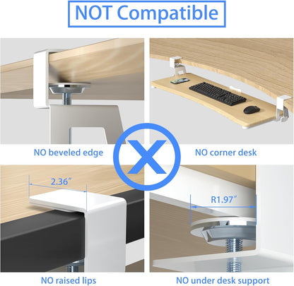 suptek Keyboard Tray Under Desk Pull Out with C Clamp Mount, Computer Keyboard & Mouse Tray, 25.6 (30 Including Clamps) x 11.8 inch Slide-Out Platform Computer Drawer for Typing, Black, DSF1