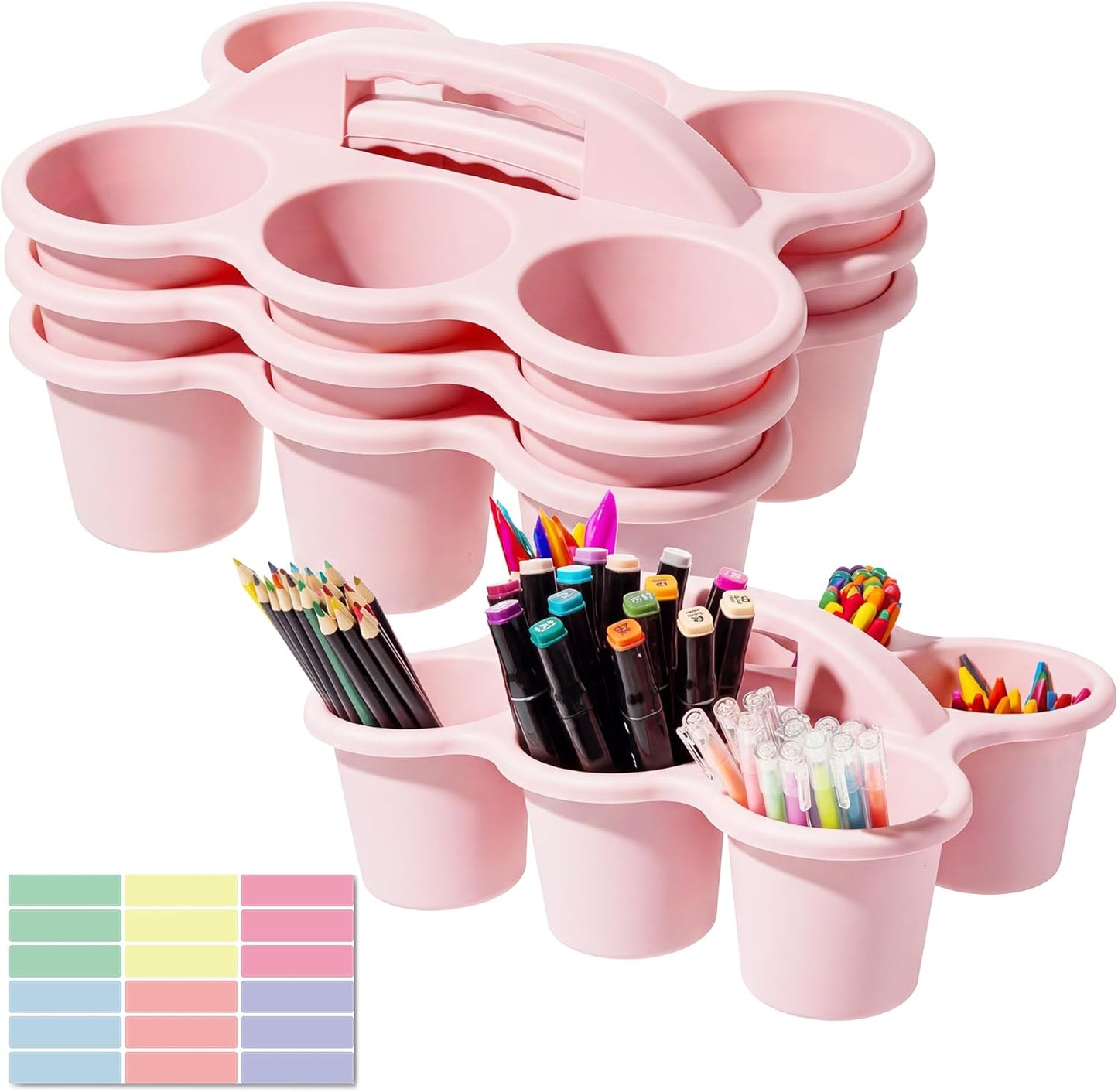 2 Pack Classroom Caddy For School,Kidsroom,Pencil Holder,Plastic Cup Caddy for Drink Delivery (Blue)