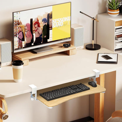 suptek Keyboard Tray Under Desk Pull Out with C Clamp Mount, Computer Keyboard & Mouse Tray, 25.6 (30 Including Clamps) x 11.8 inch Slide-Out Platform Computer Drawer for Typing, Black, DSF1