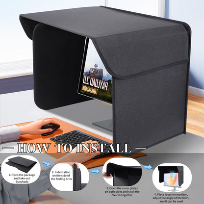 27 inch Display Monitor Hood Sunshade Portable Desktop Computer Sunshade Adjustable Monitor Sunhood for Dell HP Philips Samsung Viewsonic