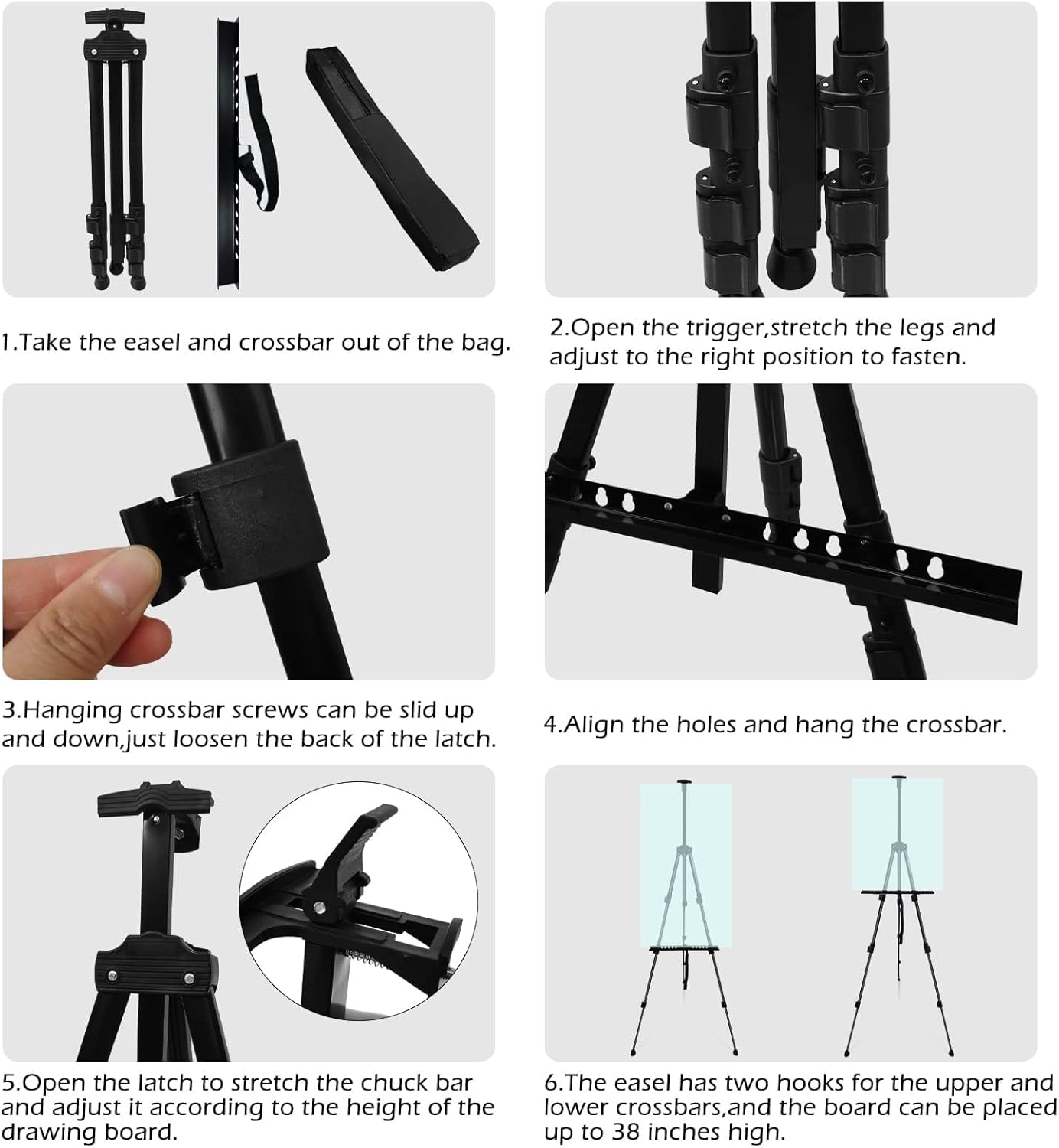 Art Painting Display Artist Easel Stand,Ns Jymb Portable Metal Adjustable Easels for Painting Canvases Height from 17 to 66 Inch - Carry Bag for Table-Top/Floor Displaying and Wedding Signs - Black