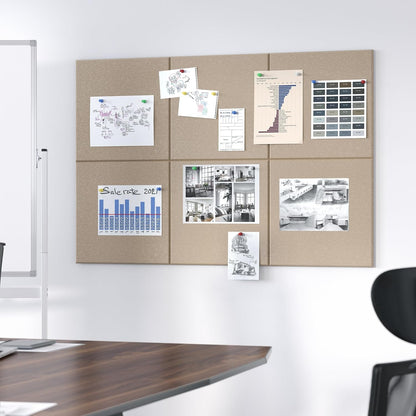 Neatsure Large Cork Board for Wall, Black Felt Bulletin Board with Pushpins, 36" x 24" 6 Panels Wall Tiles, Tack Push Pin Boards for Office