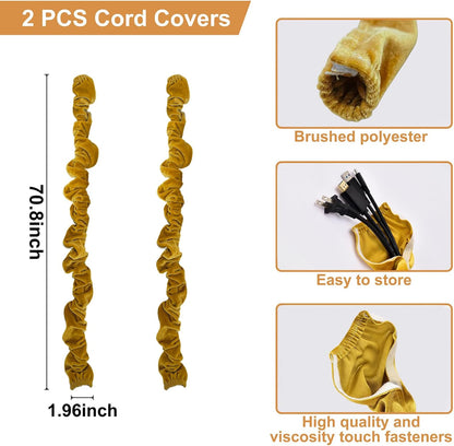 Chandelier Cord Cover Gray 2 Pack with Touch Fasteners,70.8inches Brushed Polyester Fabric Chain Sleeve for TV Cord Cover Decorative Wire Hider Easy Install Convenient for Wire Management