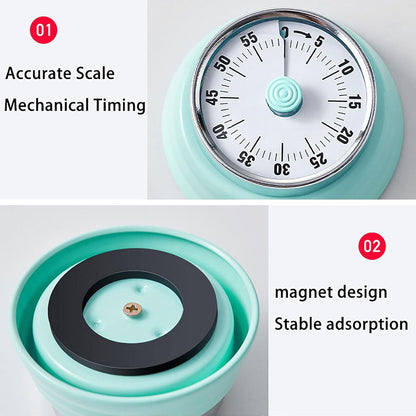 Elegant Stainless Steel Vintage Kitchen Timer with Magnetic Attachment - 60-Minute Countdown & Audible Alarm, Perfect for Cooking, Office Tasks, and Study Sessions (01-red)