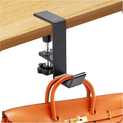 Purse Hook for Table, Bag Hook for Desk, Women's Handbag Holder Backpack Hangers, Metal Adjustable Arm Clamp-on Under Desk Hooks for Hanging