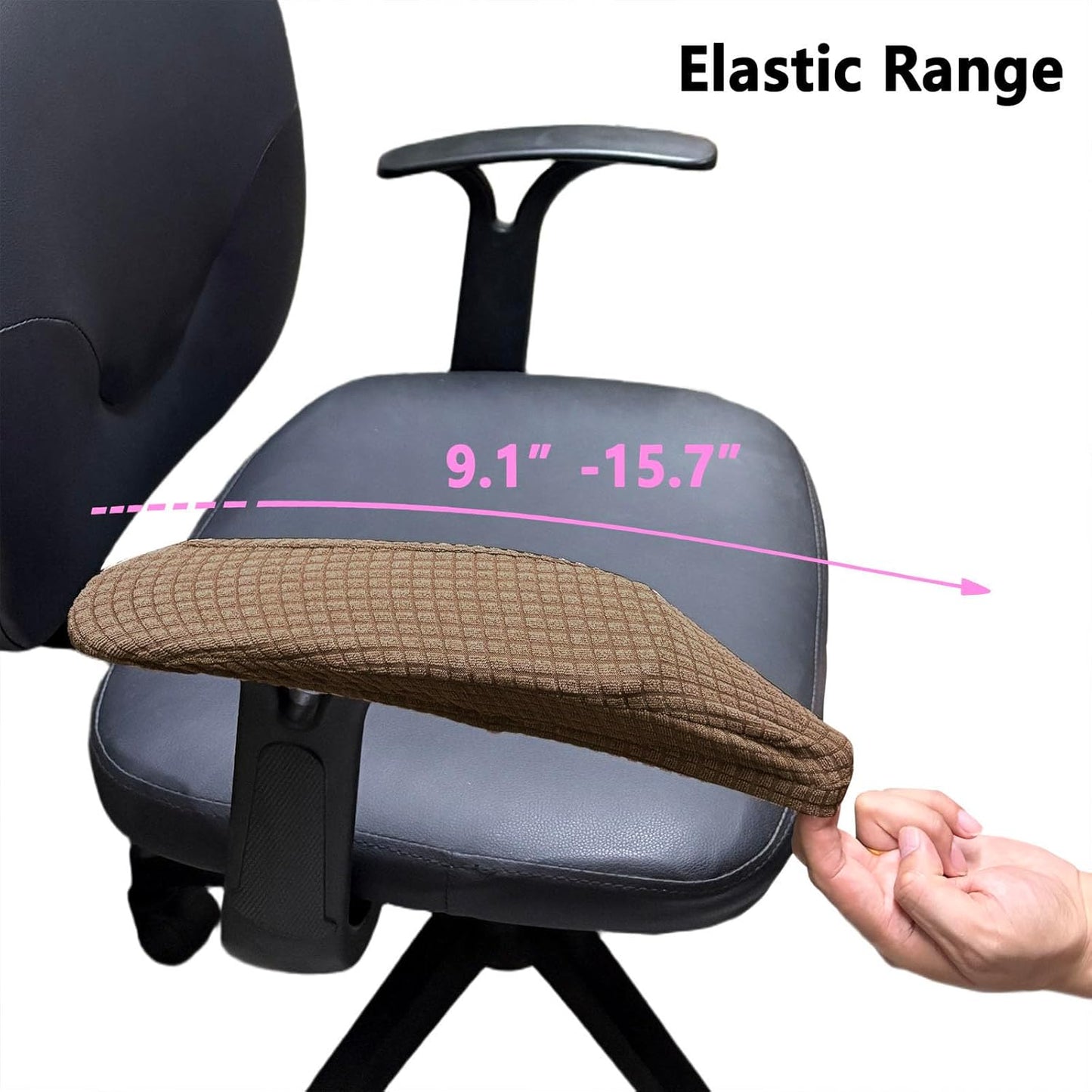 Melaluxe Stretch Office Chair Armrest Covers, Arm Rest Slipcovers (Black)