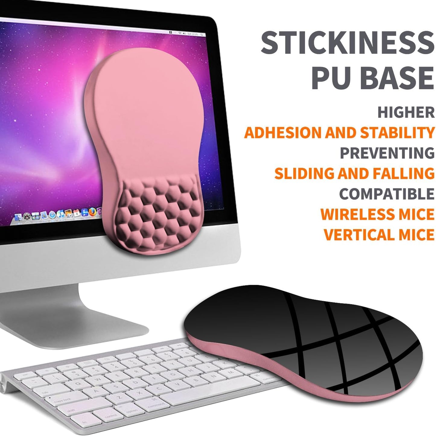Ergonomic Joint Wrist Support Mouse Pad with Memory Foam Cushion Massage Bump, Carpal Tunnel Pain Relief Mousepad Slope Design for Wrist Rest, 11.8x7.9 in, Black