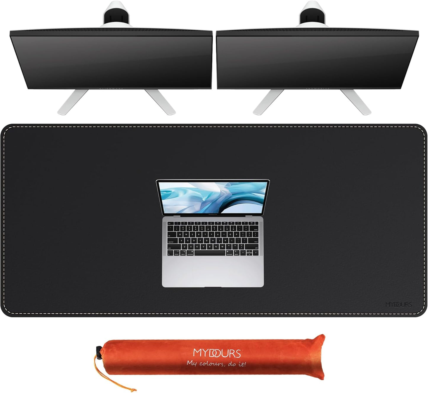 Mydours 40" x 20" Extra Large Desk Mat, PU Leather & Cork Desk Pad, Large XXL Desk Mouse Pad for Workstation, Office, Home, Computer Desk Mat with Keyboard & Mouse (Black)
