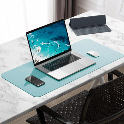Hsurbtra Desk Pad, 23.6" x 13.8" PU Leather Desk Mat, M Extended Mouse Pad, Waterproof Desktop Blotter Protector, Non-Slip Ultra Thin Small Laptop Keyboard Writing Mat for Office Home, Pink