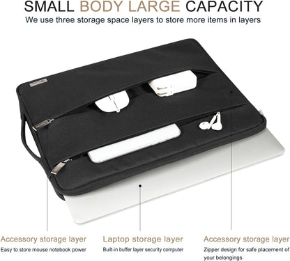 Voova 15.6 16 Inch Laptop Sleeve Case Compatible with MacBook Pro 16 M1/M2/M3/M4 Max 2019-2025, 15.6-16” Hp Lenovo Acer Asus, Waterproof Slim Computer Bag Cover with Handle, Grey