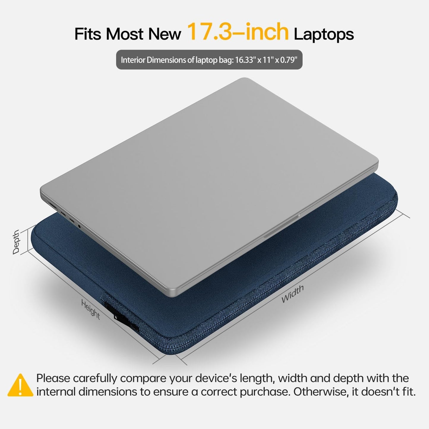 17 17.3 inch Laptop Sleeve Case for HP 17.3 inch Laptop/HP Envy 17 / Pavilion 17, Dell Inspiron 17, Lenovo Ideapad 17.3, ASUS Vivobook 17, 17-in Water-Resistant Computer Notebook Bag