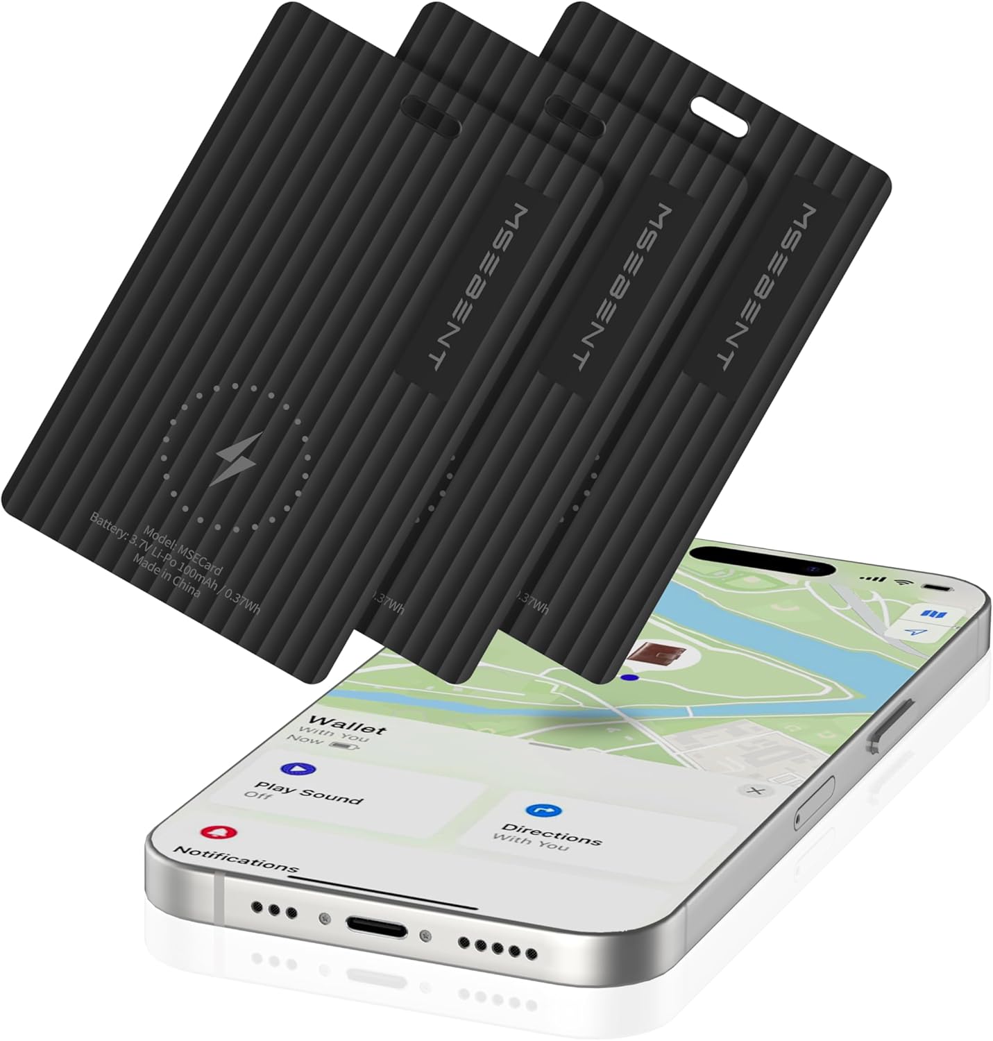 Wallet Tracker Card, Apple MFi Certified, Works with Apple Find My (iOS Only), Rechargeable Wireless Charging Slim Bluetooth Smart Tracking Card, Item Finder for Key, Passport, Luggage, Bag