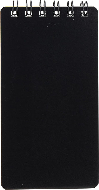 Maruman Mnemosyne Lined Notebook- Vertical A5, 5.83" x 8.27", 70 Sheets / 140 Pages, 7mm College Ruled With Center Line Journal, Perforated Pages & Wire-Bound to Lay Flat, Black, Made in Japan - Colors A