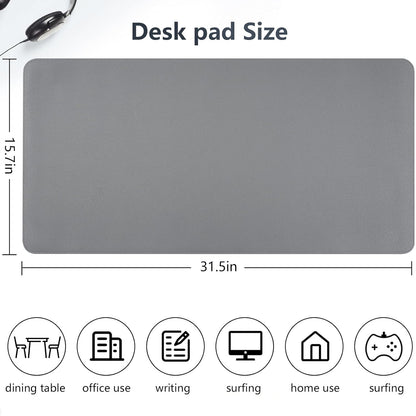 Dual-Sided Desk Pad, Large Mouse Pad - Natural Cork & PU Leather Non-Slip Waterproof Desk Mats for Office and Home (Blue, 31.5" x 15.7")
