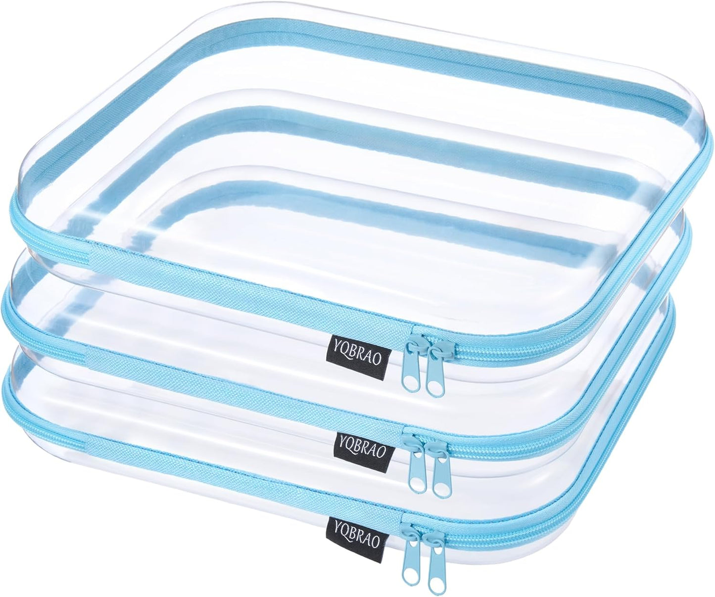 YQBRAO 6 Pack Clear Hard Shell Zipper Case, 1.2mm Heavy Duty Crush-Proof Diaper Bag Organizer Pouches, TSA Approved Travel Makeup Bag for Toiletries & Electronics, (2L, 2M, 2S) Multi-Size Storage Set