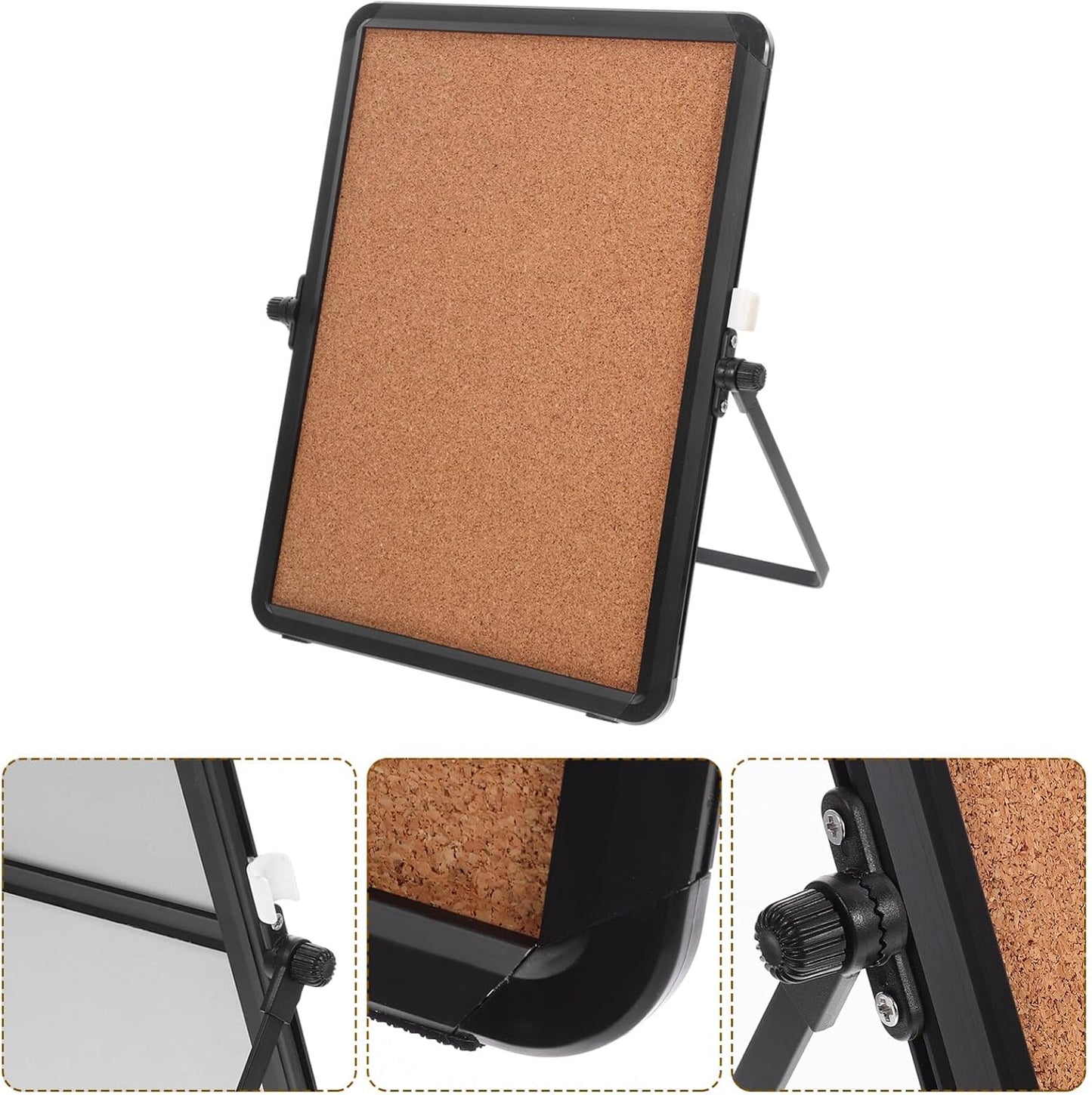 Office Cork Board Message Board 12.20X9.05In Desktop Bulletin Reminder with Aluminum Frame Stand for Home Study Workspace