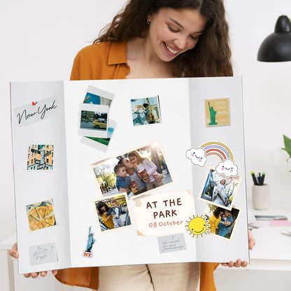 Trifold Poster Board 26"x17", 5 Pack Small Presentation Board for Science Fair Projects, Foldable Display Board for School Projects, Office Presentations and Classroom