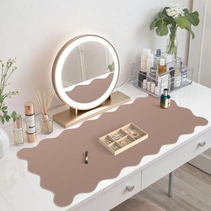 iCasso Pink Leather Desk Mat,Extra Large Scalloped Mouse Pad for Desktop,Waterproof PU Nail Table Mat,Cute Keyboard Mats for Women Girl,Non-Slip Desk Cover Mat for Office Home Dorm