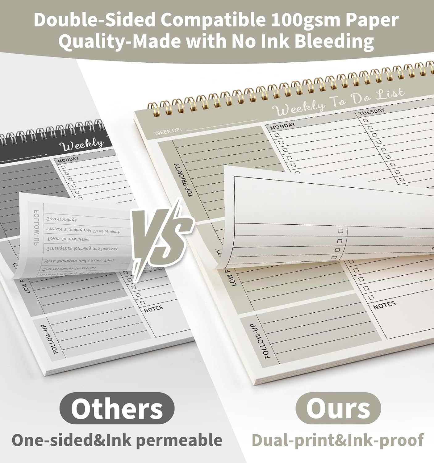 104 Pgs Weekly To Do List Notepad, 52 Duplex-Printed Undated Sheets 100 GSM（8.5"×11") Weekly Desk Planner For Work Home School Office Desk Accessories Supplies & Goal Setting Tasks - Green