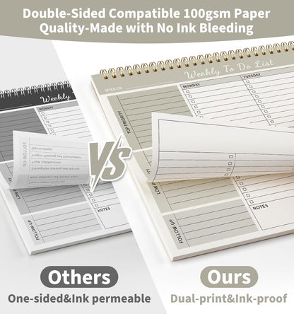 104 Pgs Weekly To Do List Notepad, 52 Duplex-Printed Undated Sheets 100 GSM（8.5"×11") Weekly Desk Planner For Work Home School Office Desk Accessories Supplies & Goal Setting Tasks - Green