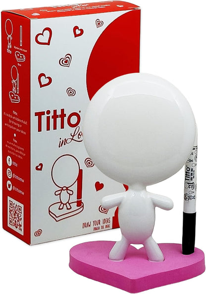 Dry Erase Board - TITTO in Love, Draw Your Ideas - Ceramic Doll - Black Office Design Desk - Coworkers Office Home Gift (Black)
