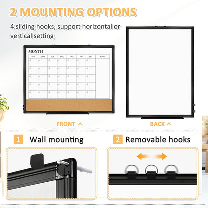 Weekly Calendar Dry Erase Whiteboard for Wall, 24"x18" Magnetic Weekly Planner White Board, Double Sided Hanging Daily Planning Board for Home, Office, School, Kitchen