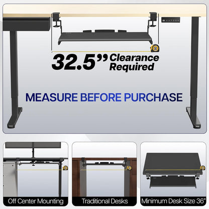 VIVO Large Height Adjustable Under Desk Keyboard Tray, C-clamp Mount System, 27 (33 Including Clamps) x 11 inch Slide-Out Platform for Typing, White, MOUNT-KB05HW