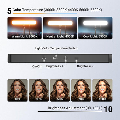 NEEWER Basics 12W Dual Monitor Light Bar with Stands, LED Lamp for Home Office Video Conference Lighting Desk Computer Laptop Webcam Zoom Streaming, Bi Color, Remote/Touch Control Dimmable, L10